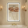 24x32 Inch LED Bathroom Mirror with Lights, Black Framed Bathroom Vanity Mirror with Frontlit & Backlit, Stepless Dimmable, Memory Functions, Anti-Fog, Wall Mounted, 3 Colors