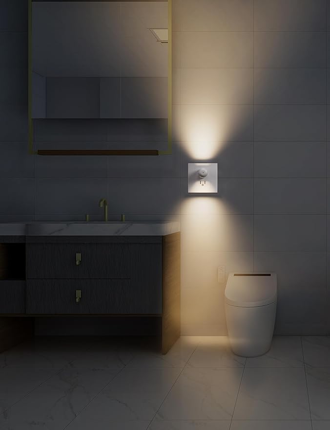 6 Pack Mini LED Night Light Plug in Wall - Dusk to Dawn Auto On/Off, 3000K Soft White (200 Lumen/20W Equivalent), 360° Adjustable Lighting for Bedroom, Bathroom, Stairs, Kids Room, Hallway