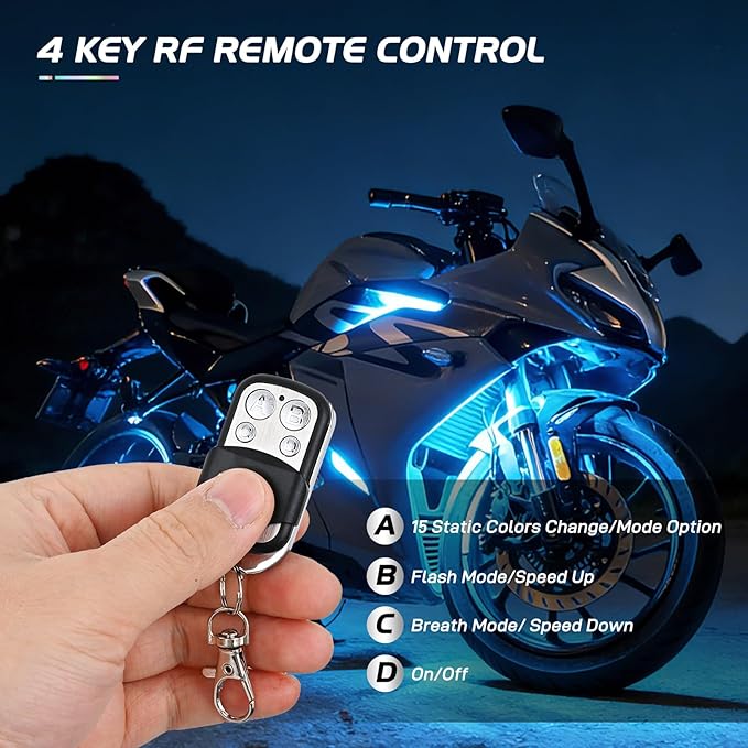 Nilight 18PCS Motorcycle RGB Led Light Kit Waterproof Multi Color Atmosphere Neon Accent Lights Lamp with RF Wireless Remote for Harley Davidson Honda Kawasaki Yamaha Suzuki