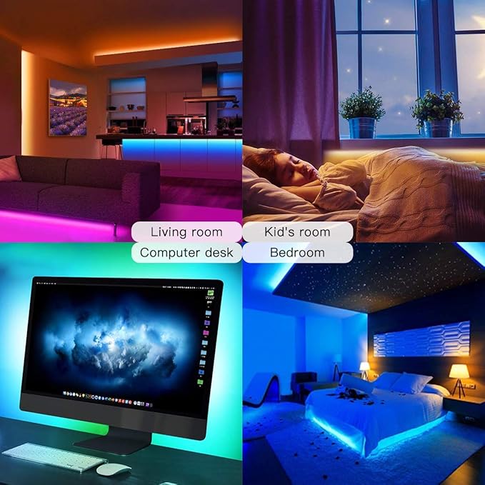 KUMQUAT LED Strip Lights 32.8ft RGB LED Light Strip Music Sync Color Changing LED Tape Bluetooth Flexible Strip Light for Home Kitchen Bedroom TV Bar Party