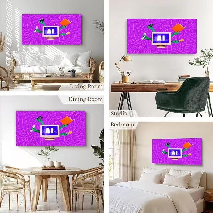 Wibinuki Wall Art Wall Decor Wall Paintings Composite collage of hands hold artificial intelligence multitask for Living Room Bedroom Bathroom Home Decor Can Be Hung Directly 20"x 40"