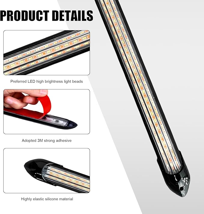 2 PCS Exterior Car LED Lights, 9.5 Inches Flexible LED Daytime Running Light Strip, Waterproof 12V Headlight Sequential Flowing Turn Signal for SUV Truck RV, Car Accessories