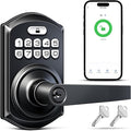 TEEHO TE019 Smart Keyless Entry Door Lock with Handle, App Control, Digital Electronic Keypad, Remote One-Time Code Sharing, Auto Lock & Passage Mode, for Bedroom & Rental, Matte Black