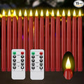 Flameless Taper Candles with Remote Control and Timer, Battery Operated LED Candlesticks with Flickering 3D Flame, 9.6×0.8 Inches Plastic Tall Candles for Christmas, Wedding and Home Decor (Red, 15)