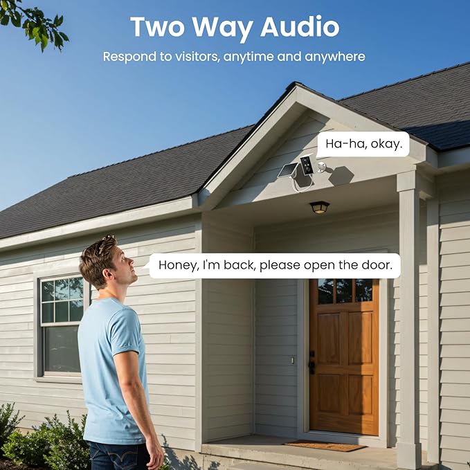 wansview Security Cameras Wireless Outdoor-2K WiFi 6 Solar Camera Outdoor Wireless for Home Security with AI Motion Detection, Color Night Vision, 2-Way Audio, 2.4GHz WiFi Only, Alexa, A1 2P White
