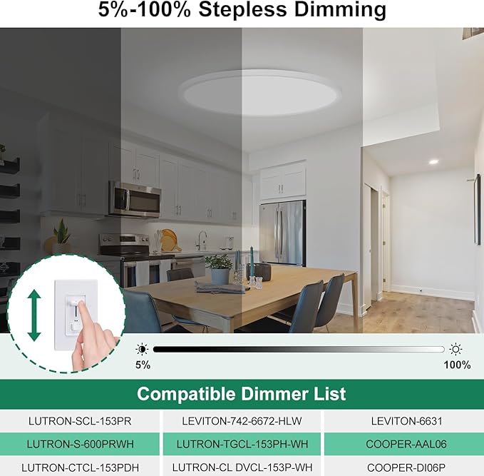 Brightever 19 Inch Large Flush Mount Ceiling Light Fixtures, 4200LM 420W Equivalent, 2700K-6500K Selectable, 0.67 Inch Extremely Thin 36W Modern Dimmable Flat LED Ceiling Lights for Bathroom, 1 Pack