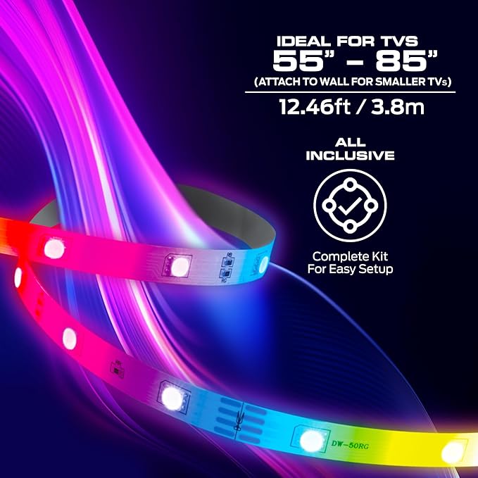 Monster TV Backlight LED Light Strip with HDMI Color Sync Box for TVs up to 85” inch, Smart Wi-Fi RGB+IC Color Flow, Works with Razer Chroma, Alexa, Google, Siri, Music Mode, Custom Scenes, Schedules