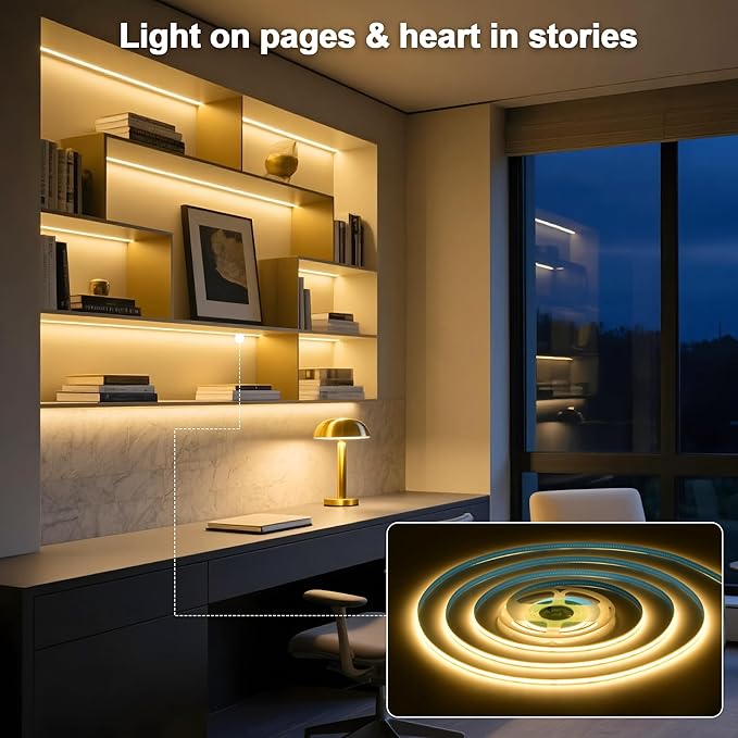 5V USB LED Strip Lights, 3.28FT COB Light Strip Warm, Short LED Strip Light, Flexible Bright 5V Led Strip for Under Cabinet, Kitchen, TV Backlight, Shelves, Displays and TV Lights