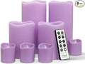 FURORA LIGHTING Purple Real Wax Flameless Candles with Remote and Timer, 4 Pillars and 4 Votives Pack of 8, LED Flickering Candles for Home Décor, Battery Included