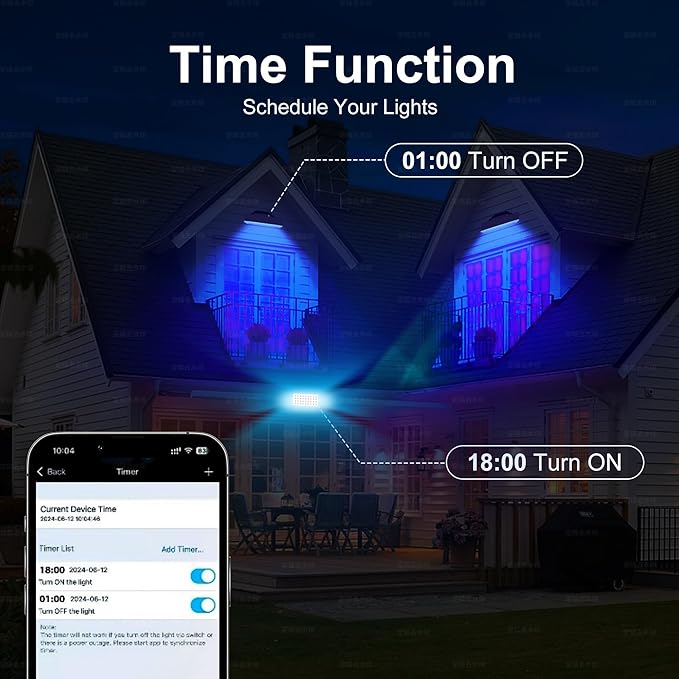 Smart Outdoor Color-Changing Flood Lights, RGBCW 360W Linkable LED Wall Washer with App & RF Control, 2700K-6500K Tunable White Dimmable, IP65 RGB Floodlight for House, Yard, Holiday Party