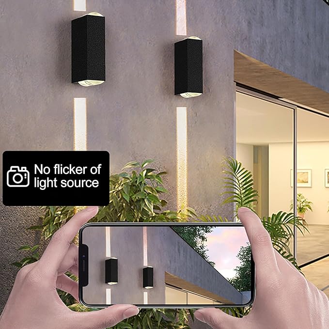 Outdoor Wall Lights, LED Up Down Exterior Lighting Fixtures, IP65 Waterproof Outdoor Light Fixture, 85-265V 20W 3000k Aluminum Porch Light, Modern Patio Wall Light Fixture Black