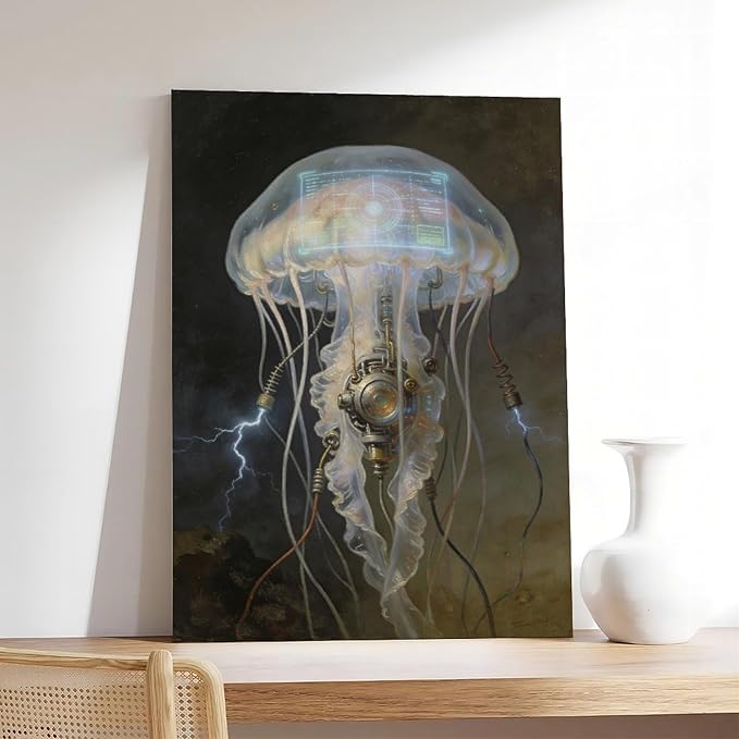 Framed Fantasy Wall Art for Living Room TV Wall Futuristic Tech Inspired Home Decor 12x18inch(30x45cm)