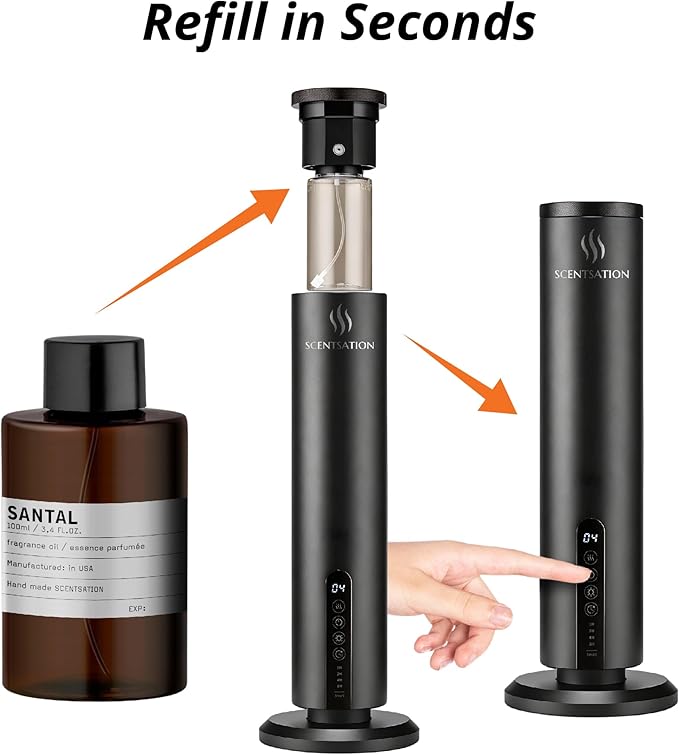 Diffuser Tower Wireless - Essential Oil Fragrance - 1500 SqFt Wide Coverage – Cordless Rechargeable Waterless Aromatherapy, 8-Day Battery, Aluminum Body, Idead Home Office Spa Hotel Bedroom