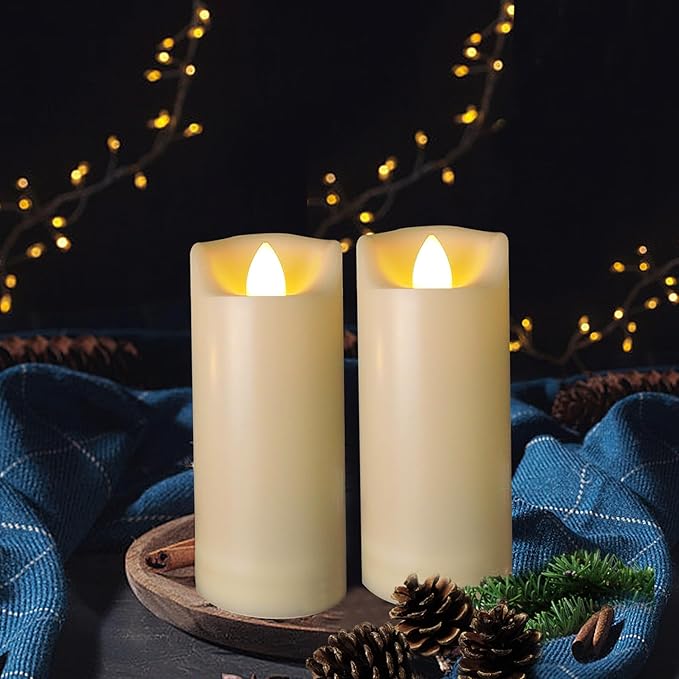 LED Battery Operated Candles 2"x5" Plastic Flickering Flameless Candles with Timer/Remote Outdoor Waterproof Wedding Party Halloween Christmas Decoration Realistic Slim Tall Pillar Candles