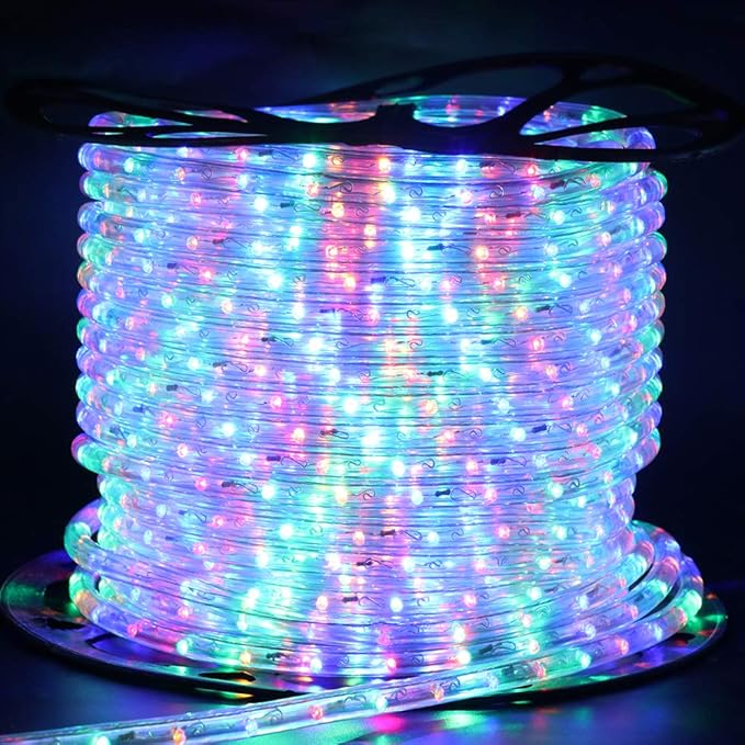 164ft 2-Wire Waterproof LED Rope Light Kit, 1/2" Rope Lights Outdoor, 110V-120V PVC 30 LED/M Tube Lights Strip for Background, Outdoor, Christmas, Home Decoration(Multi-Color)