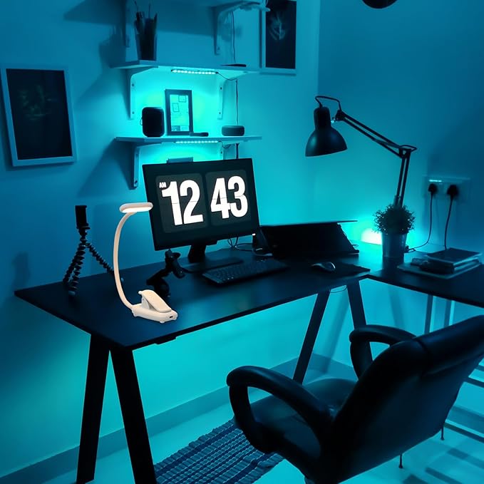 Kisangel Adjustable LED Desk Lamp with Clamp Base, Eye Protection Touch Control Reading Light for Bedroom and Study, USB Rechargeable Eye-Caring Table Lamp with 3 Brightness Levels