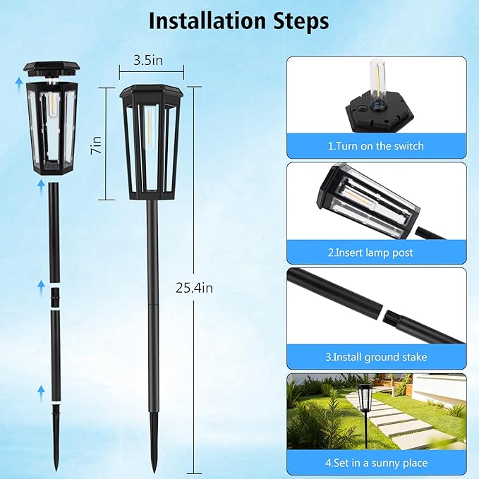 echosari Solar Pathway Lights Outdoor, 8 Pack Solar Powered Garden Lights Waterproof IP65, Auto On/Off, Solar Driveway Landscape Lights for Yard Path Landscape Walkway Lawn (Cool White)