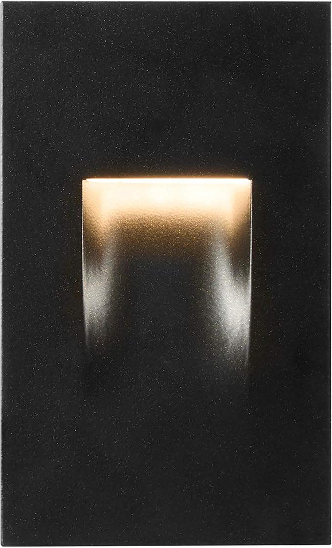 Maxxima Vertical LED Step Light, Indoor/Outdoor Stair Light, 3 CCT Color Selectable 3000K, 4000K, 5000K, 60 Lumens, IP65 Rated for Outdoor and Damp Locations, Black, 2-Pack