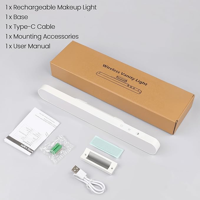 Wireless Makeup Light Bar, Rechargeable Vanity Lights for Mirror with 3 Color Modes, Bathroom Magnetic Stick on Mirror Light, Gift for Women