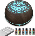 Essential Oils Diffuser Set for Home,Large Capacity 550ml Diffuser with Remote Control for Large Room,Mini Humidifier with LED Night Lights for Office Room Decor Gift for Women Men(Dark Wood Grain)