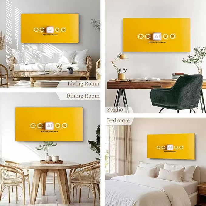 Wibinuki Wall Art Wall Decor Wall Paintings Artificial intelligence AI and machine learning on a yellow for Living Room Bedroom Bathroom Home Decor Can Be Hung Directly 20"x 40"