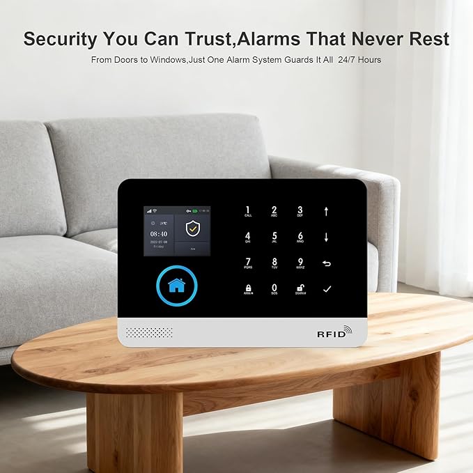 LWOHSI WiFi Home Security Systems,Wireless Alarm System with Door Window/Motion Sensors,Loud Siren,GSM 4G /SMS/Tuya APP Alerts,Compatible with Alexa and Google,NO Monthly Fees (A103F-US-E)