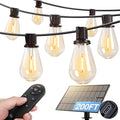addlon 200FT(192+8) Solar String Lights Outdoor Waterproof 6W Panel with USB Port & Remote Control Solar Powered Patio Lights for Outside with 68 LED Dimmable Bulbs for Porch Garden Deck Halloween