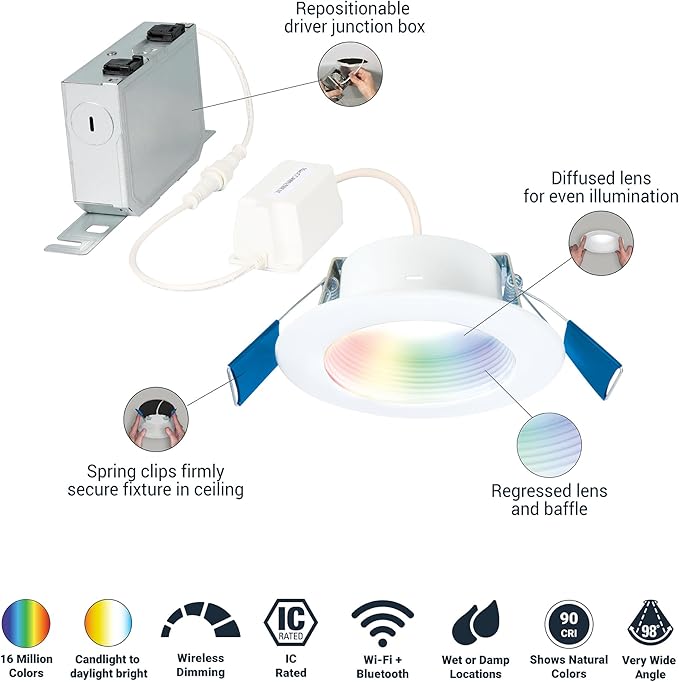 HAL0 4" Smart Wi-Fi® Recessed Canless LED Downlight 4-Pack Connected by WiZ Pro - RLWZC409-4PK