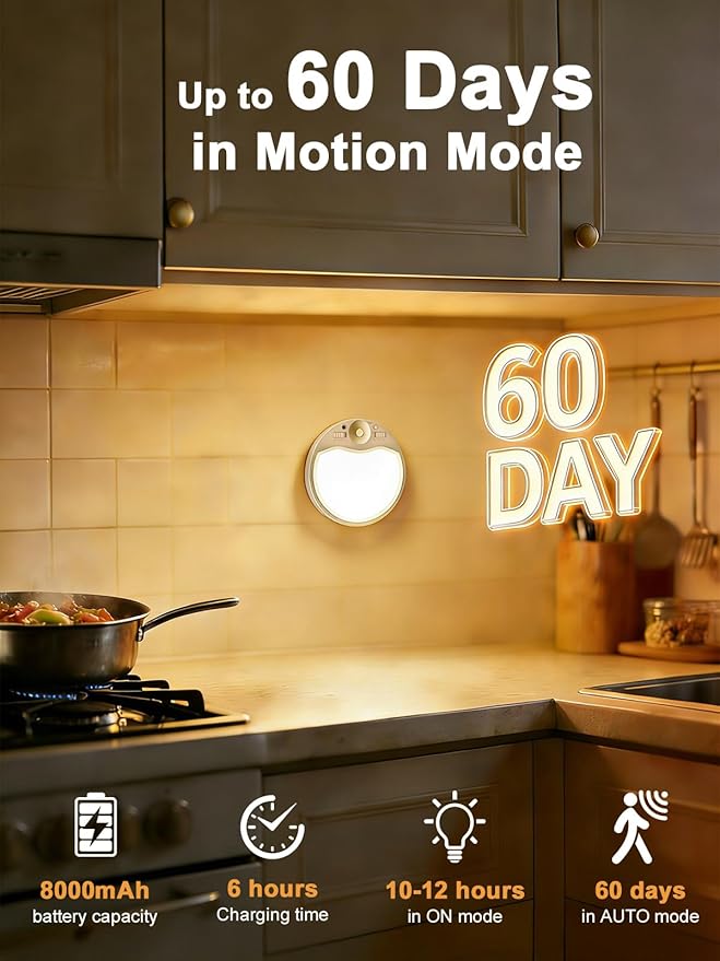 TANBABY Rechargeable Motion Sensor Ceiling Light Indoor with Remote, 3-Color Wireless Battery Operated Lights, 7'' Slim Ceiling Light Adjustable Motion Timer 30s/60s/120s for Closet Shower Hallway