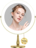 11.8" Extra Large Lighted Makeup Mirror, 1X/10X, 2-Sided Magnifying Mirror with 96 LEDs, 3 Color Dimmable Lights, 360° Swivel, LED Vanity Mirror, White - Great Gift Gold