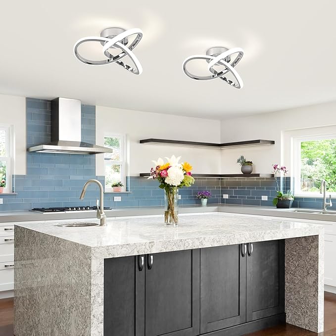 CANEOE Hallway Ceiling Light Modern Led Ceiling Light Fixtures,4500K Daylight White Close to Ceiling Lamps for Bedroom Bathroom Kitchen Balcony Laundry Room Stair Aisle Ceiling Lighting Curved Design