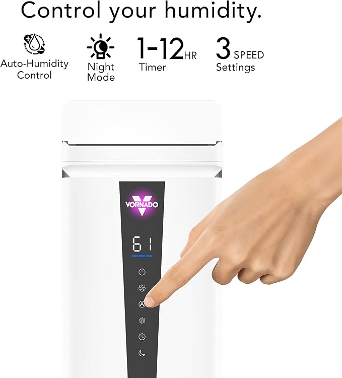 Vornado MISTIC 6 Whole Room Ultrasonic Humidifier, Top-Fill, Aromatherapy, 1.5-Gallon Tank, 3-Gallon Output, Warm or Cool Mist Humidifier, Automatic Humidity Control, Included Scent Pads
