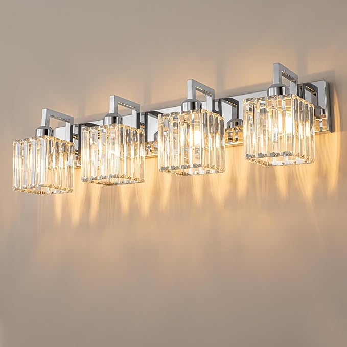 19.5" KnurledBrassWallSconcesSetof2,BronzeBathroomVanityLightFixtureswithWaterRipplesGlassTube,ModernLampforBedroom,LivingRoom,Hallway,Staise,Mirror,Kitchen