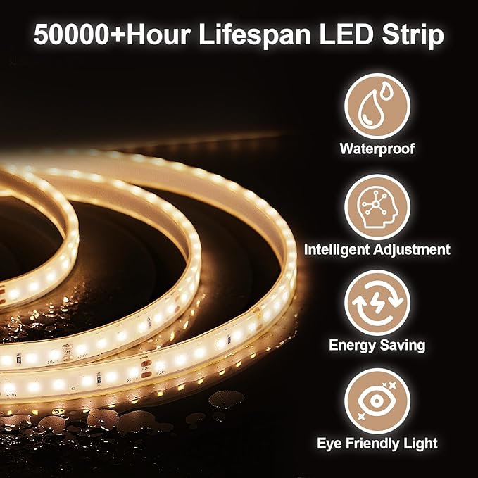 BEAUTYPEAK 24x24 LED Round Bathroom Mirror with Lights, Anti-Fog, Dimmable, Backlit + Front Lit, Lighted Bathroom Vanity Mirror for Wall, 3 Colors, Memory Function, Tempered Glass, Shatter-Proof