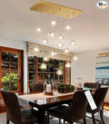 W27.6 x D11.8 x H118 Rectangular Glam Chandelier Bubble Crystal Ceiling Pendant Lights Dimmable High Ceiling Chandeliers Fixtures Adjustable Long Lights Antique Gold