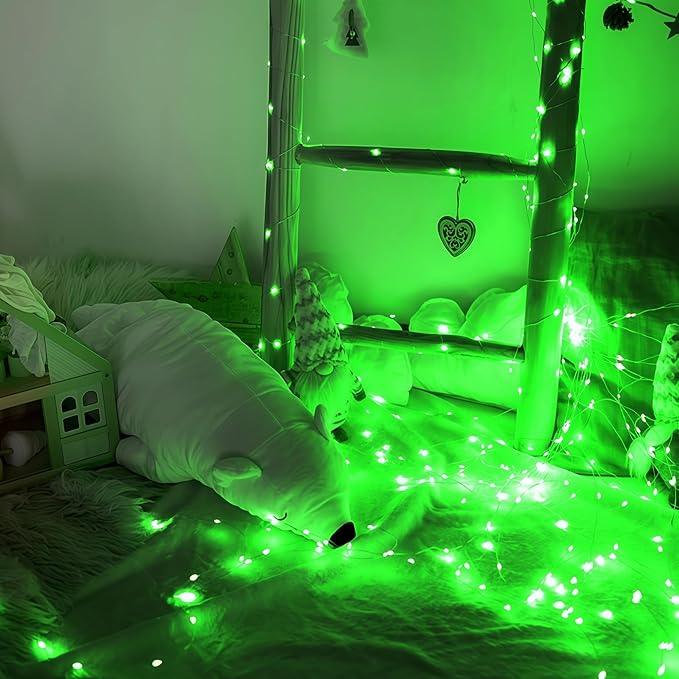 WATERGLIDE 12 Pack St. Patricks Day Fairy Lights Battery Operated (Included), 7 ft 20 LED Mini String Lights, Waterproof Silver Wire Firefly Starry Light for DIY Christmas Mason Jars Decor, Green