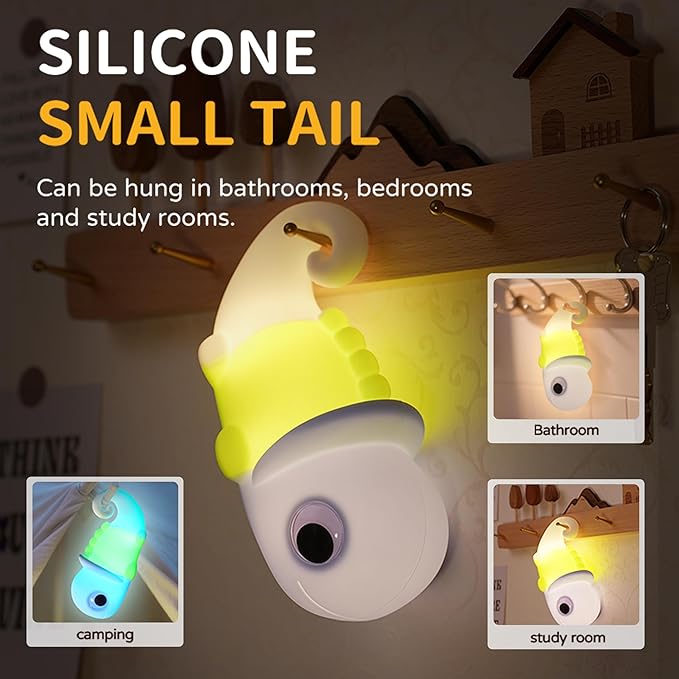Night Light for Kids, Cute Soft Silicone Chameleon Lamp, Dimmable Timer Nursery Portable Kawaii Lamps, Bedside Lamp for Baby Toddler Adult(Chameleon - Blue)