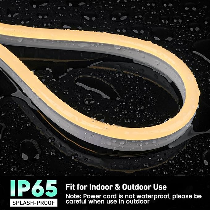 GZBtech Flexible LED Neon Rope Lights 82FT,AC 110-120V Waterproof Strip Light, 2800K Cuttable Connectable Neon Lighting for Indoor Outdoor Home Decor/Commercial Use-Warm White 25M, ETL Listed