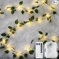 4 Pack Vines with Fairy Lights 40ft 120 LED Pothos String Lights USB Plugin & Battery Operated Leaf Lights with Timer 8 Modes Remote Decorative Light for Bedroom Wedding Party - Warm White