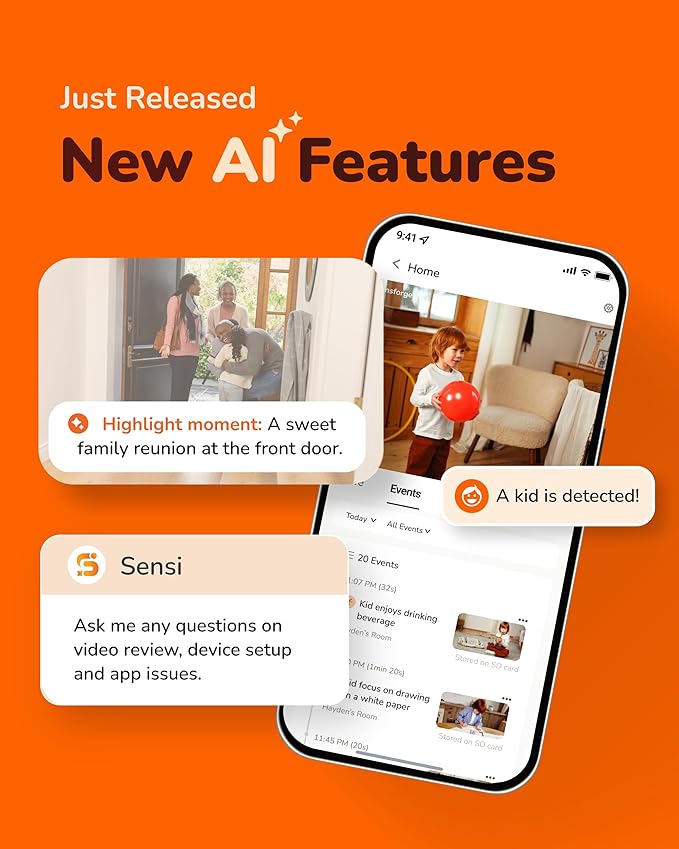 SensForge 2.5K Pan-Tilt Security Camera, 360° Dual-Band WiFi Camera for Home, Free AI Human & Pet Detection, 2-Day Cloud + 64GB SD Storage, Two-Way Talk, Optional AI + Storage Upgrade (2, Black)