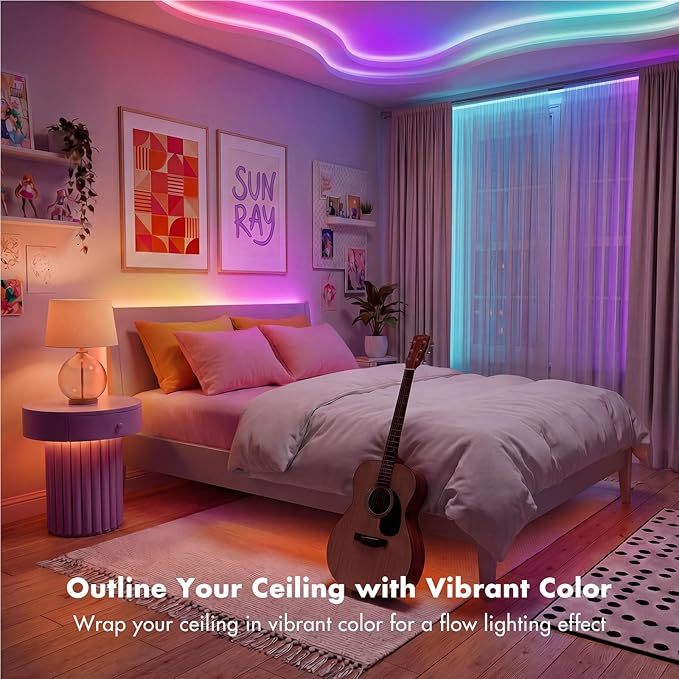 IC Smart RGB LED Strip Lights, 200FT LED Lights for Bedroom, App Control/Remote Control, Music Sync, DIY Design, Rainbow Chasing Effects, Strip Lights for Home, Party Decor