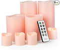 FURORA LIGHTING Pink Real Wax Flameless Candles with Remote and Timer, 4 Pillars and 4 Votives Pack of 8, LED Flickering Candles for Home Décor, Battery Included
