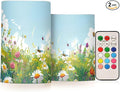 Doodle Flower and Butterfly Pattern Flameless Candles Color Changing LED Candles with Remote Control Battery Candles for Outdoor and Indoor Home and Room Decoration, 3'' x 4''/5'' Set of 2 Piece
