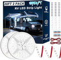 RV Awning LED Lights 2 Pack, 12V 20FT Camper Lights for Motorhome Travel Trailer Concession Stands Food Trucks, IP65 Waterproof RV Exterior Underglow Light, Daylight White