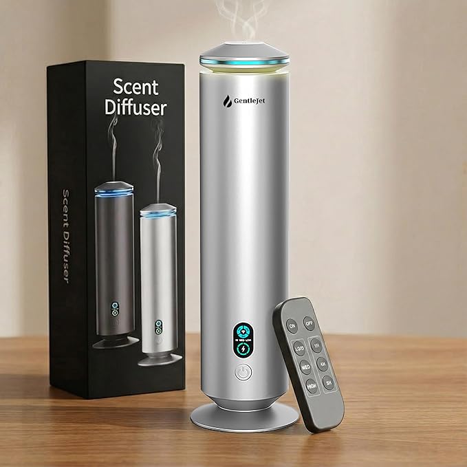 MajesticMist Waterless Essential Oil Diffuser, Cold-Air Nebulizing Aroma Diffuser for Large Rooms up to 1000 sq ft, Aluminum Design, Quiet, Remote & Timer, USB-C Plug-in, 4 oz, LED Display
