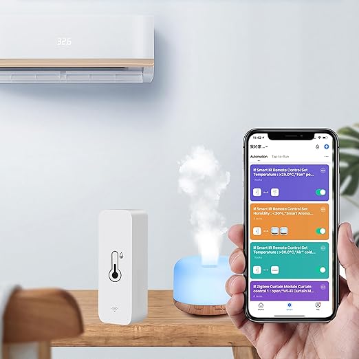 Tuya Smart Wireless Battery Powered Humidity and Temperature Sensor, Free Data Storage Export, Long-Lasting for Home/Basement/Baby Room, Alexa Compatible, Real-Time Alerts via App (2 Pack)