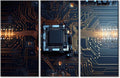 Wall Decor Motherboard Digital Chip Canvas Wall Art CPU Concept Modern Artwork for Office Chip Picture Print on Canvas Framed Ready to Hang for Living Bedroom Home (42"Wx28"H)