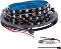 WS2812b 150Pixels 5M Individually Addressable LED Pixel Strip Programmable Full Color SMD 5050 RGB Strip Rope Light DC 5V Waterproof (Black PCB 16.4FT 30Pixels/m IP65)