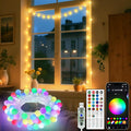 OMIKA 33FT 60 LED Color Changing Globe String Lights, Warm White & Multicolor USB Powered Smart Fairy Lights, APP & Remote Control, Music Sync, 100+ Dynamic Mode for Dorm, Classroom, Room Decor