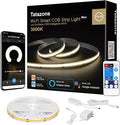 Smart White COB Led Strip Light with App and Remote, 16.4ft 3000K Bright Warm White WiFi COB Light Strip Compatible with Alexa Google, Dimmable Indoor Led Lights for Mirror, Cabinet, Kitchen
